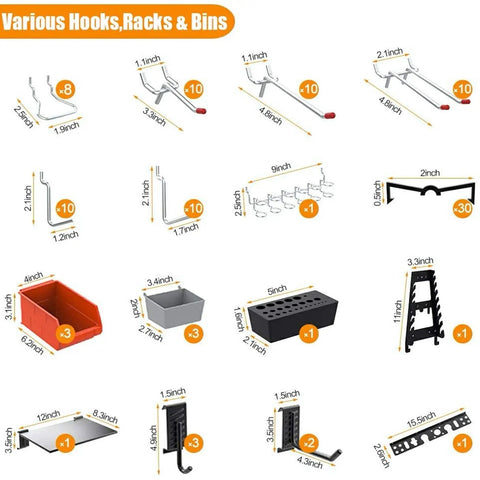 Boss Level Metal Pegboard Wall Organizer 48By24 Inch 109Piece Tool Storage Rack For Garage And Workshop Charcoal Powder Coat Rust Resistant Design Built To Go Hard With All Standard Hook Sets