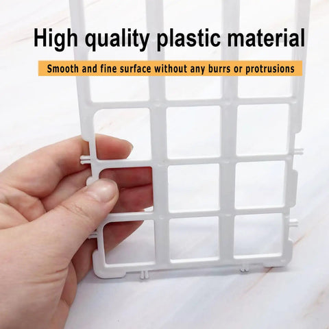 Two Pack 24 Hole White Plastic Test Tube Rack, Detachable Holder For 25mm And Smaller Tubes, close-up of plastic grid