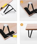 Installation of Beefy Heavy Duty Black Metal Furniture Feet Four Pack 10cm and 15cm V Shaped Two Fork Iron Bedside Table Legs