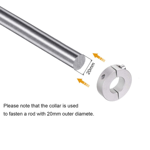 2 Pack Heavy Duty Double Split Shaft Collar Clamp On For 20mm Shaft, 40mm Outer Diameter, 12mm Width, aluminum 6061 anodized, set screw design