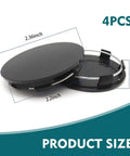 Street Ready Wheel Center Caps 4 Pack Rust Proof Hub Covers No Sweat Snap In Anti Drop Rim Medallions Tough Steel Bracket Universal Slick Black Car Truck Bling Setup, black hub cap with measurements.