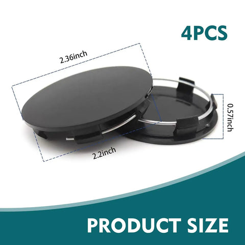 Street Ready Wheel Center Caps 4 Pack Rust Proof Hub Covers No Sweat Snap In Anti Drop Rim Medallions Tough Steel Bracket Universal Slick Black Car Truck Bling Setup, black hub cap with measurements.