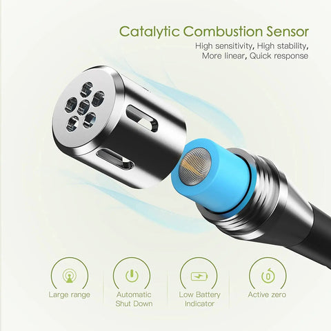 Close-up of catalytic combustion sensor on Pro Grade Natural Gas Detector With 2.6 Inch LCD Display And 12 Inch Gooseneck Probe