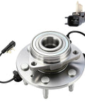 4WD Front Wheel Bearing And Hub Assembly With ABS For Silverado 1500 Tahoe Suburban Sierra Yukon XL Escalade And Escalade ESV Six Lug Compatibility 2014 To 2020, 6-bolt design with ABS sensor clearly visible