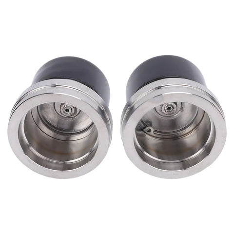2 Pack Heavy Duty Trailer Bearing Protectors 2.441 Inch Diameter Stainless Steel Aluminum Alloy Wheel Bearing Guards With Auto Check Grease Level Design For Boat Trailers And Auto Use, front view