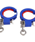 Cable Tray Roller With Screw Mount Wire Guide For Adjustable Cable Laying And Pulling And Red Axis Protects Wires Rugged Heavy Duty Nylon And Stainless Steel Construction For Indoor Outdoor Use, blue and red clamp