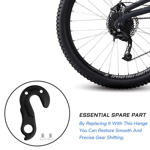 Derailleur Hanger Replacement for Mountain Bikes and Road Bicycles - Fits Diamondback Overdrive, Raleigh Talus and More, Part 32-68-412 HW-DHG-016, Restores Precise Shifting and Smooth Gear. Shown with rear bike wheel.