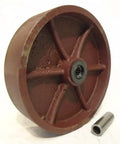 No Sweat 8 Inch Swivel Caster With Ductile Steel Wheel And Kingpinless Frame showing a brown wheel with roller bearing for utility carts.