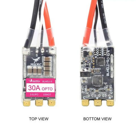 30A Brushless ESC Pack For FPV Racing Drones BLHeli S DShot 150 300 600 Support 3S 4S 5S LiPo Battery With 40A Peak Multishot OneShot125 top and bottom view