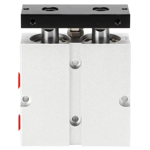 Dual Shaft Pneumatic Air Cylinder 25mm Bore 1in Double Acting With 200mm Stroke front view in aluminum casing for automation