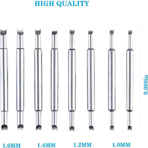 Pro Grade Watch Spring Bar Pliers Tool Set including 8 alloy steel pins for easy band removal and strap replacement.