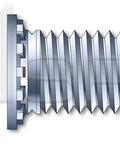 Self-clinching stud, 3/8-16 x 1 in, full-thread, zinc-plated steel, side view