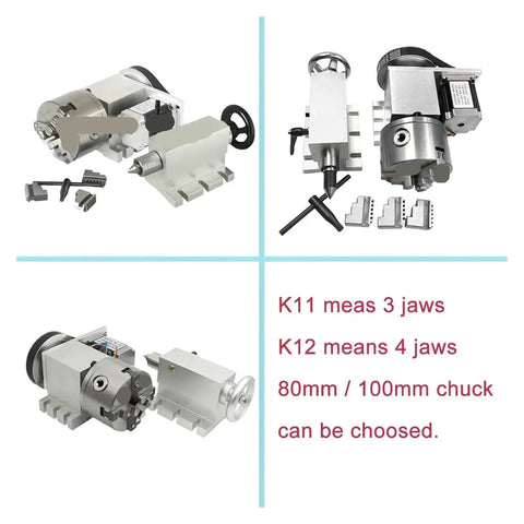 Top Shelf Rock Solid 80Mm Plus 100Mm Three Jaw Cnc Rotary Table Upgrading To Fourth Axis Dividing Index Head Paired With 65Mm Mt2 Tailstock image showing components and options.