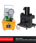 Heavy Duty 20 Ton Hydraulic Angle Cutter And Bender Machine With Dual Purpose Blade And No Sweat Electric Pump For Crushing Under Six Millimeter Steel Jobs Straight Out The Box Ready To Roll Daily, showing electric pump and hydraulic cutter.