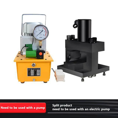 Heavy Duty 20 Ton Hydraulic Angle Cutter And Bender Machine With Dual Purpose Blade And No Sweat Electric Pump For Crushing Under Six Millimeter Steel Jobs Straight Out The Box Ready To Roll Daily, showing electric pump and hydraulic cutter.