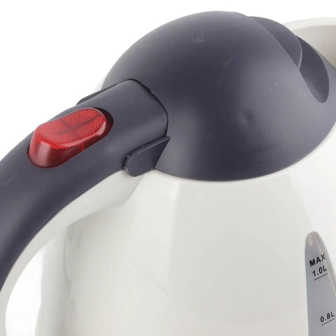 Close-up of Dash Approved 24V Car Kettle 1000Ml Portable Water Heater Bottle showing handle and auto shut off button.