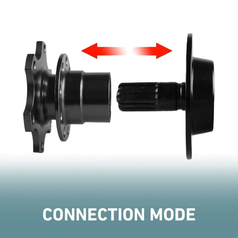 Universal Steering Wheel Quick Release Adapter With Six Hole Racing Hub Mounting Kit showing connection mode with black alloy components.
