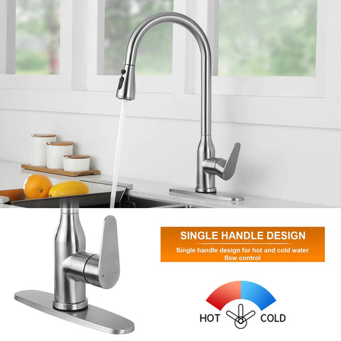 Touch Activated Kitchen Faucet With Pull Down Sprayer Hands Free Sensor Sink Tap In Brushed Nickel Stainless Steel