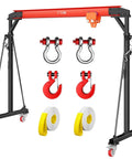 Gantry Crane With Manual Trolley 4400 Lbs Capacity 2 Ton Adjustable Height 8 To 12 Feet Portable Shop Crane Lift Hoist with hooks and shackles.