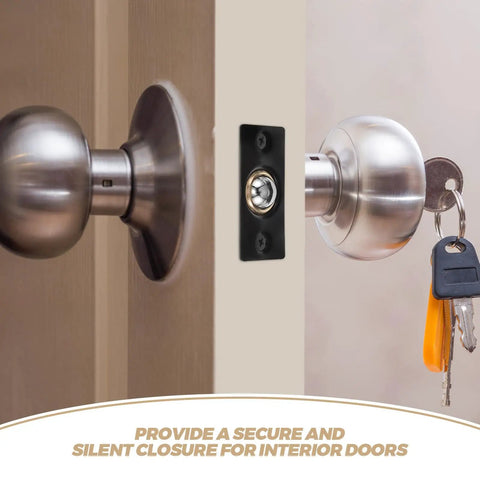 Stainless Steel And Copper Adjustable Spring Ball Catch Door Hardware For Interior Doors With Hidden Positioning Mechanism In Use