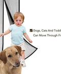 Toddler and dog walking through Magnetic Screen Door With Full Frame Velcro Auto Close 26 Strong Magnets Fits Doors Up To 36 By 98 Inches