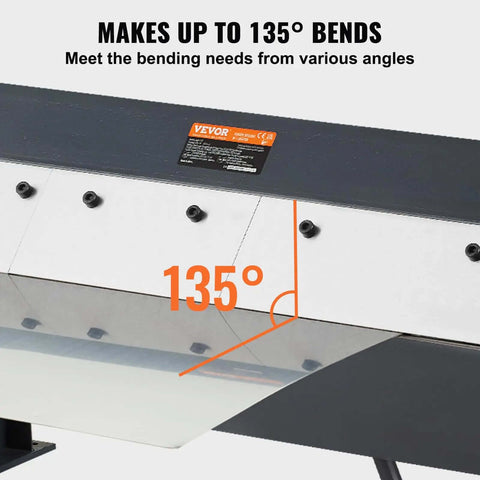 Box And Pan Brake 24 Inch Portable Metal Bender With 0 To 135 Degree Bending Handles shown at 135-degree angle