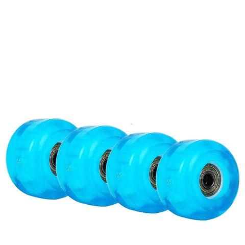 Light Up Roller Skate Wheels 4 Pack That Glow At Night 82A Hardness Blue For Quad Skates And Longboards Premium Skateboard Wheels
