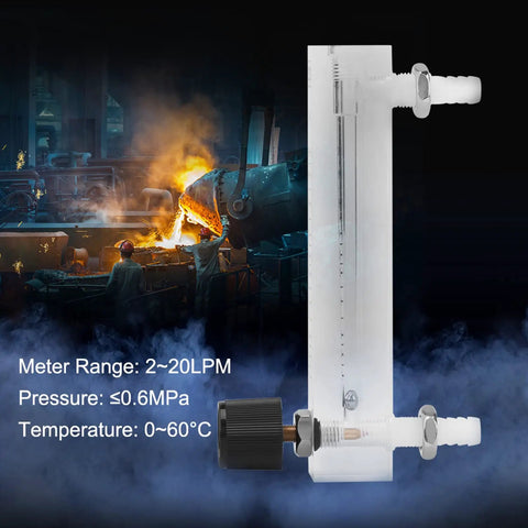 7 Flowmeter With 20 LPM Flow Rate And Handy Control Valve For Oxygen Air And Industrial Gas Measurement Transparent Acrylic Body With 8mm Hose Barb Safe Up To 0.6 MPa in side view