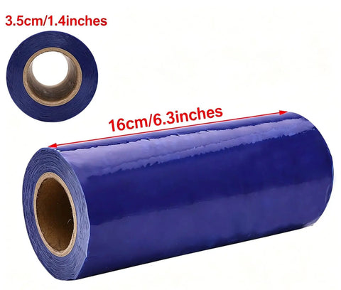 Top Shelf Heavy Duty Disposable Shoe Film Refill Rolls For Automatic Shoe Cover Dispenser Machine Hotel Lobby Cleanroom Straight Up Dustproof Waterproof Pe Plastic Wrap Three Roll Box, 16cm width, blue PE material.