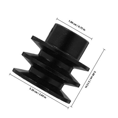 Top Tier Double Groove V Belt Pulley Replacement For Gas Engine Water Pumps in black, 19 mm shaft keyway, 5.20 cm diameter.