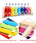 Chicken Xylophone Toy For Hens Hangable Wood Xylophone With Eight Metal Keys and Natural Wood Base