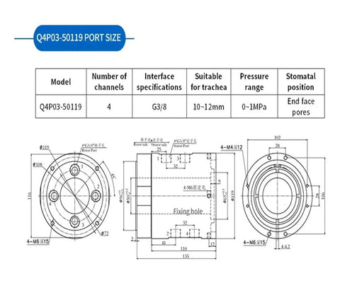 Built Like A Tank G3/8 Terminal Gas Electric Liquefied Slip Ring Rotary Joint With Knockout Seal Performance And Smooth Operator Rotation For Heavy Machinery Operations technical drawing with dimensions.