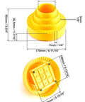 Rotary Bur Holder Tool With 116 Holes, 360 Degree Rotating Base, yellow design with dimensions labeled, ideal for drill bits organization.