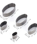 5 Piece Leather Hole Punch Set With Oval Dies, showing 10x20, 16x29, 21x40, 27x51, 32x59 mm sizes, Pro Grade High Carbon Steel