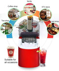 Sleek Countertop Ice Machine Cranking Out Thirty Three Pounds Of Snap Frozen Cubes In Six Minutes With Dual Sizes And No Sweat Setup For Weekend Bashes displayed in a commercial setting with beverages and ice.