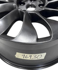 Straight Up Reconditioned Front Alloy Wheel Rim For Tesla Model Y 2020 Through 2025 Slick Satin Black Finish close-up view.