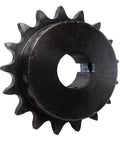 50 Pitch Roller Chain Sprocket 17 Teeth 1 Inch Bore Carbon Steel Heat Treated Teeth With Keyway Slot And Two Set Screws One Quarter Inch Keyway ANSI Grade Heavy Duty Drive Gear For Industrial Machinery