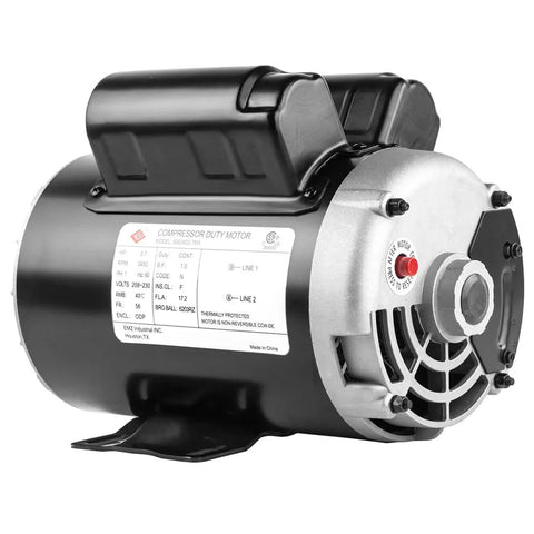 Air compressor motor, side view; 3.7 HP, 56-frame, 230V, 5/8 in shaft, single-phase