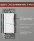 Maestro Dual Digital Dimmer And Switch For Incandescent And Halogen Bulbs 300 Watt diagram with labels