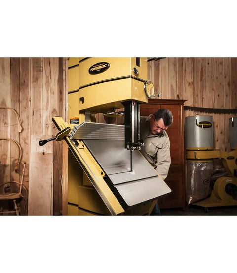 24 Inch Woodworking Bandsaw With 5 HP 230V 1Ph Accu Fence Oversized Side Plate For Horizontal Or Vertical Use Toolless Blade Guides Cast Iron Table And Sturdy Trunnion For Precision Resawing And Safe Workhorse Performance