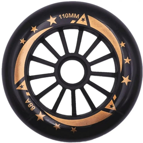 Six Pack 110mm Outdoor Inline Skate Wheels With ABEC11 Bearings 88A Urethane High Rebound For Exceptional Speed And Smooth Rolling