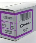 Box of stainless steel cotter pins, labeled 1/8 inch by 2 inch, for mechanical assembly
