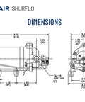 Technical drawing of Heavy Duty Diaphragm Water Pump For Spray And Fluid Transfer 115V AC 1.4 GPM Up To 100 PSI Self Priming Switch Bypass Control