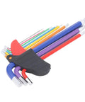 Solid Durability Hex Wrench Set Includes Nine Tough CR V Steel Keys With Anti Slip Texture And Multi Color Coding Plus Precision Chamfered Ends For All Your Furniture Assembly Small Appliance Repair And Heavy Mechanical Work Right Out The Box. 9-piece CRV hex key set in color-coded holder