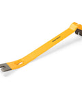 Beefy 15 Inch Flat Pry Bar With Integrated Nail Puller For Demolition, Rust Resistant Enamel Finish in yellow, side view