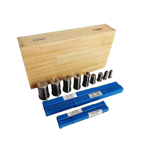 18 Piece CNC Keyway Broach Set With Bushing Shim Kit For Half To One And A Half Inch Sizes High Speed Steel Cutting Tools in wooden case