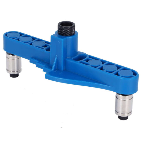 Versatile Adjustable Self Center Dowel Jig Kit With Center Scriber for woodworking, blue plastic with metal components