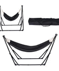 2 In 1 Hammock With Stand Portable Hammock And Swing Chair No Tools Assembly Carry Bag Indoor Outdoor Use Black