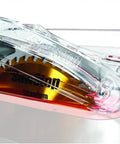 Pro Grade Dust Collection Blade Guard Assembly for table saws, clear plastic with titanium blade and safety features.