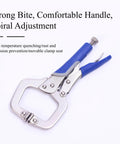 Four Piece C Clamp Locking Pliers Set Includes 6.5 Inch, 9 Inch, 11 Inch And 18 Inch Heavy Duty Welding C Clamps For Woodworking